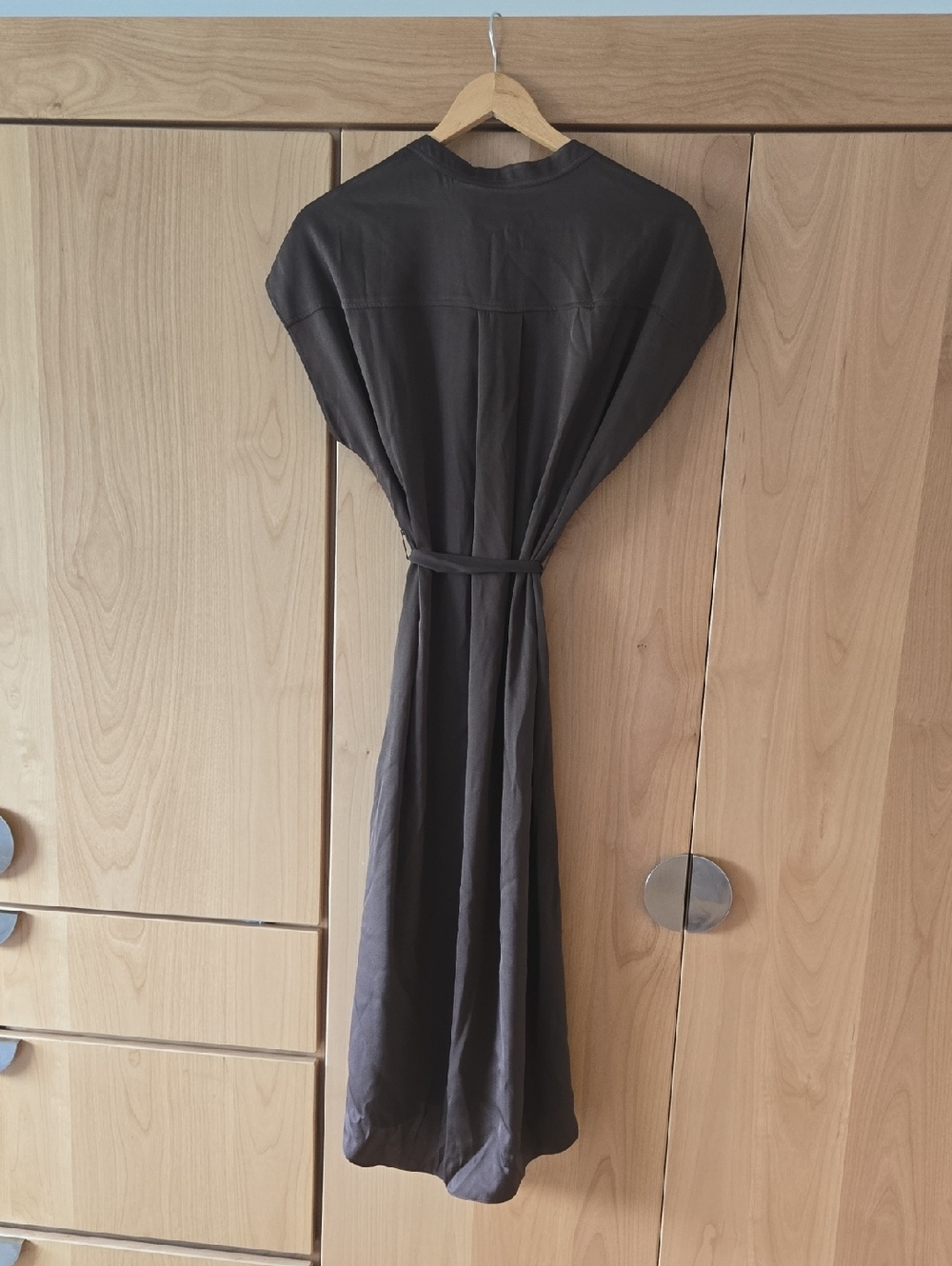 Quince Brown Silk Blend Button Dress with Tie, VGUC, With Tags, Quiet Lux, S - Picture 7 of 7